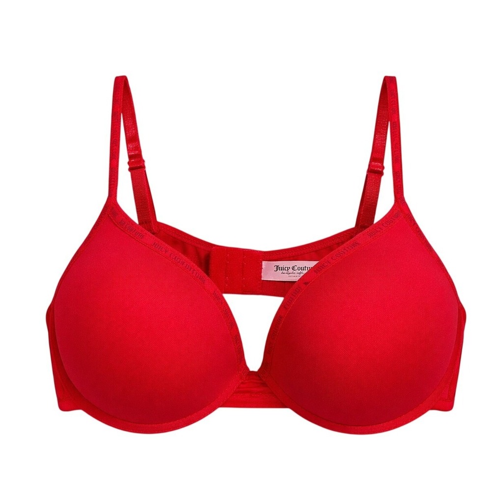 Juicy Couture Red Push Up Underwire Bra Logo‎ Trim Sexy Glam Mania Designer Y2K